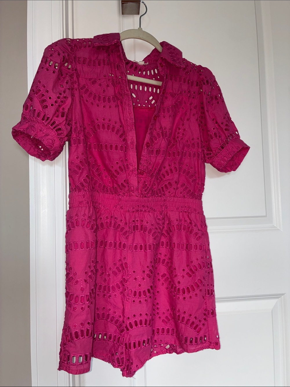 Main Strip Bright Fuchsia Eyelet Top